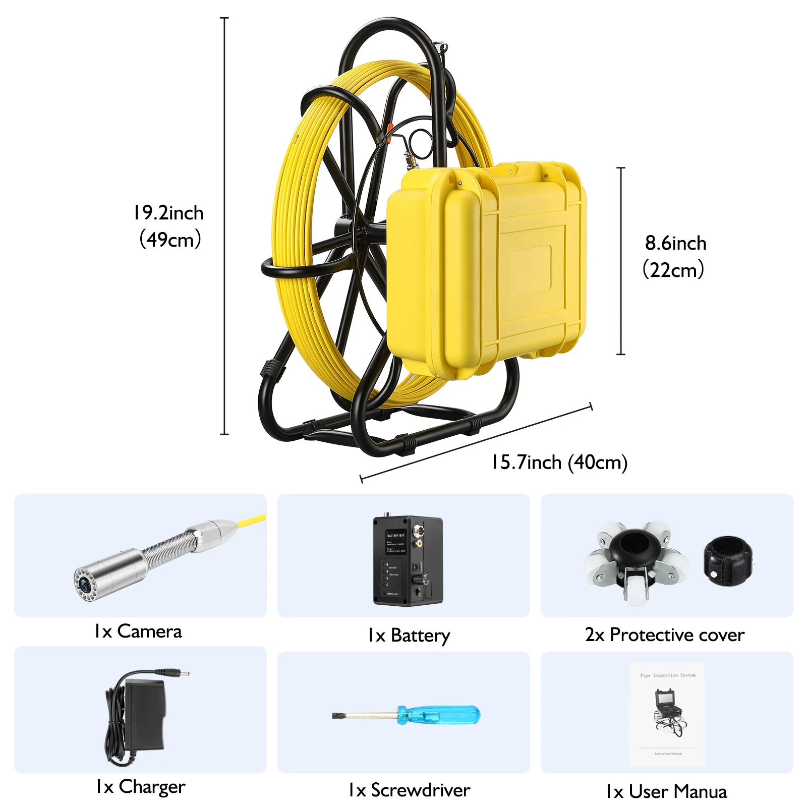 Трубопровод эндоскоп Инспекционная камера 16GB 30M подводная промышленная труба