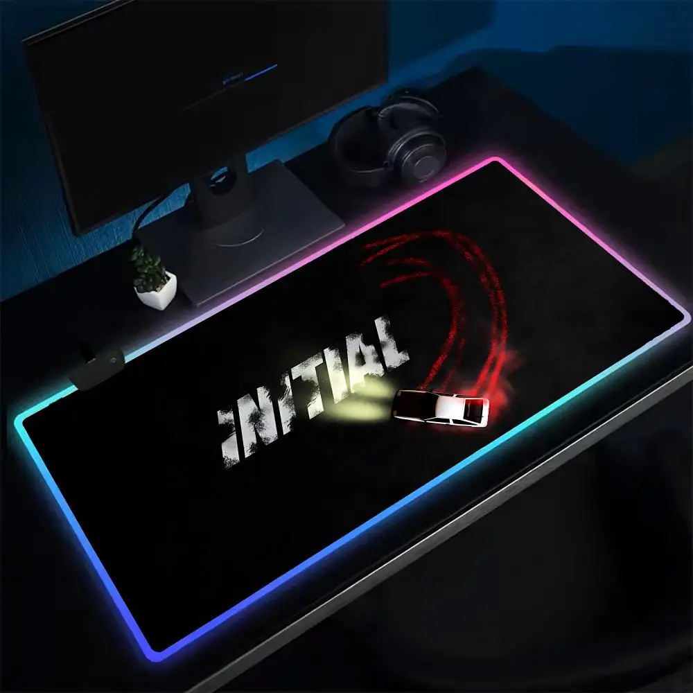 Фото Коврик для мыши Cartoon AE86 l-Initials D, игровой коврик для мыши в стиле аниме, светодиодные настольные коврики с подсветкой, резиновый настольный коврик XXL, коврик для мыши RGB, настольные коврики №1