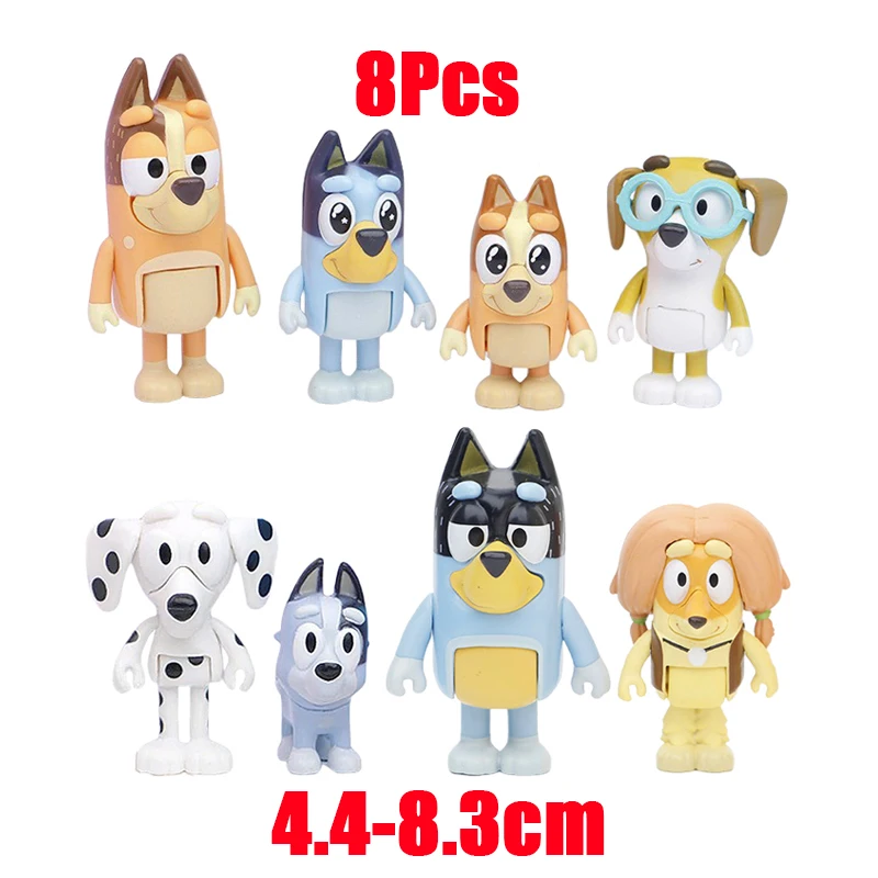 Фигурки Bluey и Бинго для семьи модель персонажа милый щенок подвижные шарниры