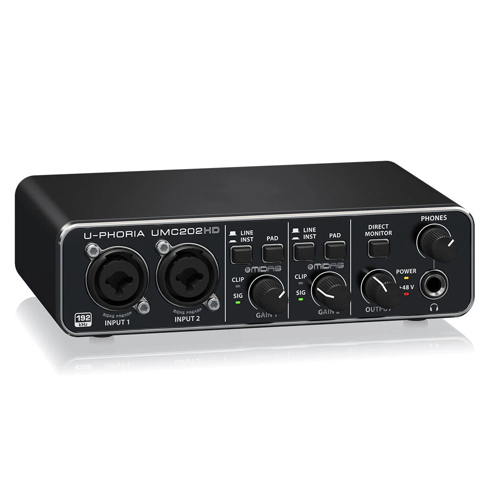 Фото Аудиоинтерфейс UMC202HD 2x2 USB с микрофонными предусилителями Midas, 24 бит, 192 кГц для студий звукозаписи, подкастов и прямых трансляций №5