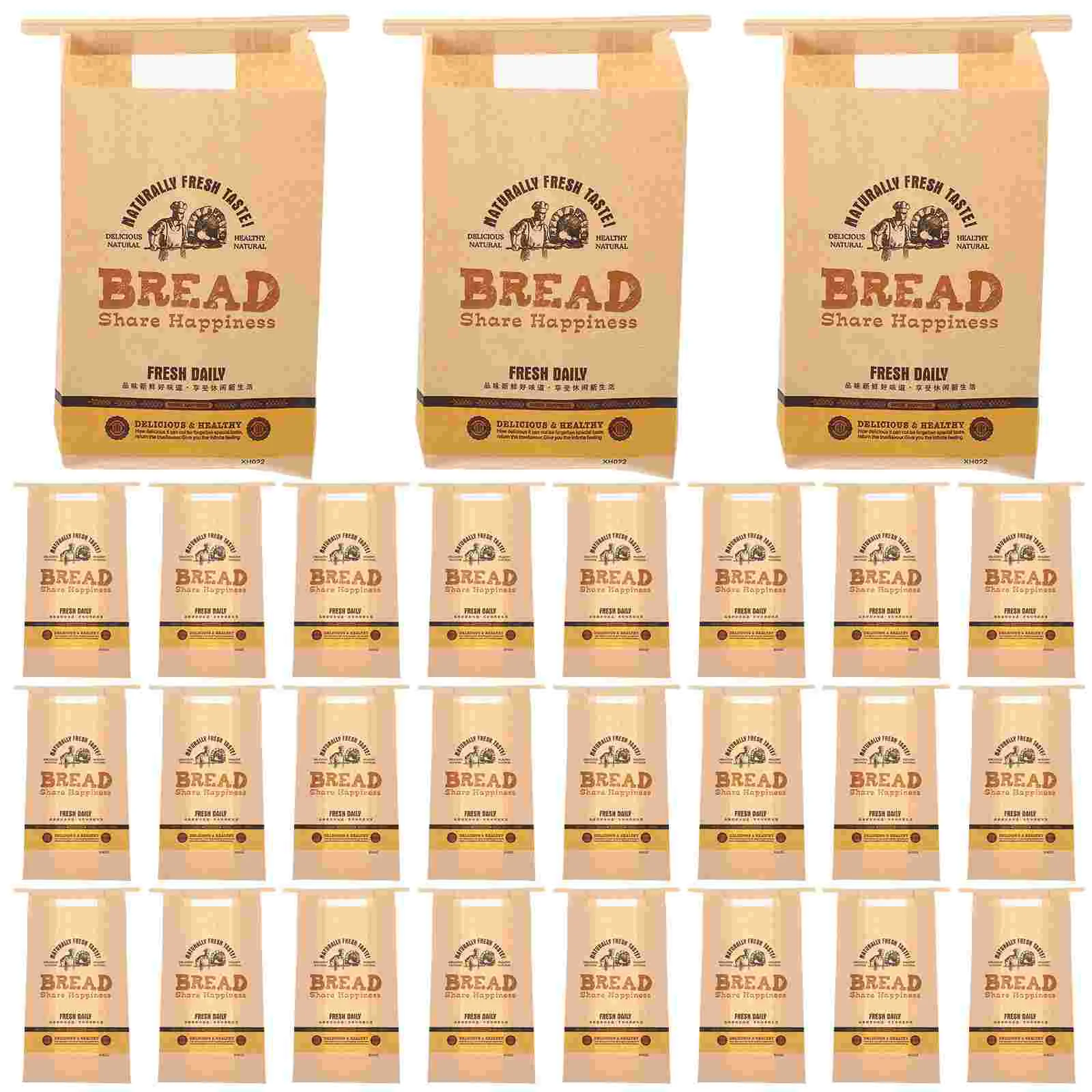 

50 Pcs Paper Sandwich Bag Packaging Bags Portable Bread Window Iron Wire Cookie Sleeves Bakery