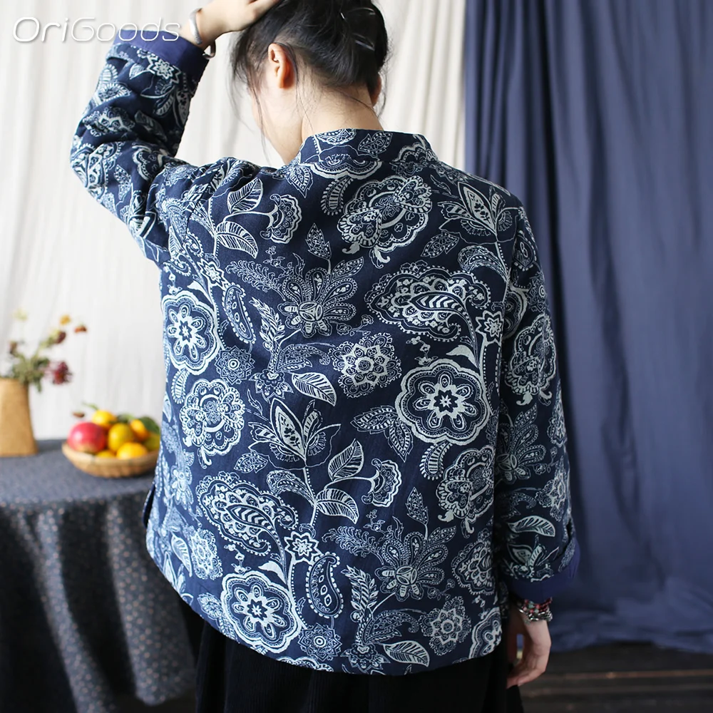 Женская Стеганая куртка в китайском стиле X108 толстая теплая зимняя с