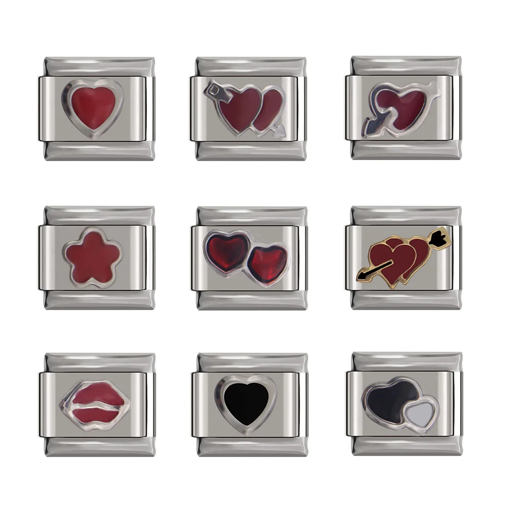 Оригинальная Маргаритка Hapiship, модная Романтическая Красная любовь сердца, итальянский шарм, подходит для браслета 9 мм, изготовление ювелирных изделий из нержавеющей стали DJTop9