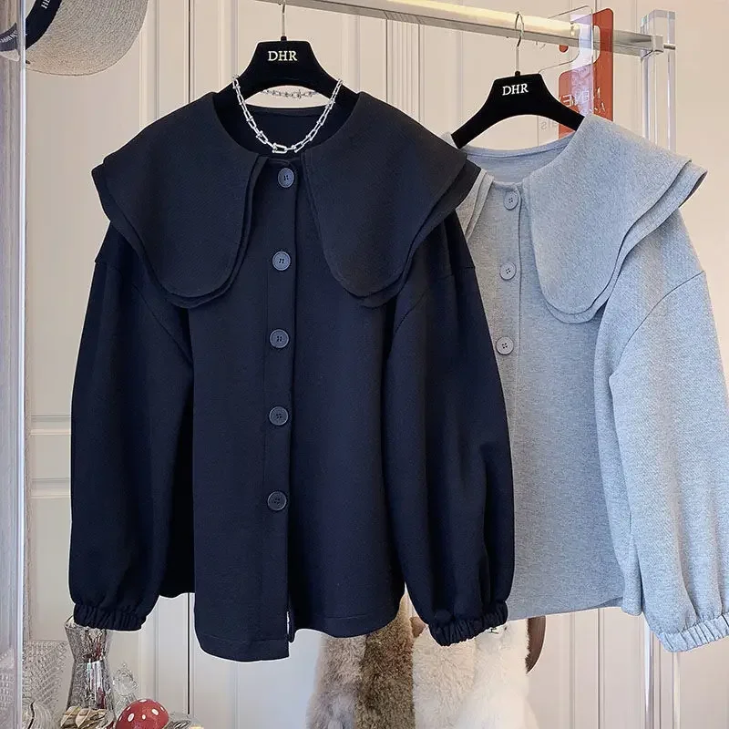 Женская рубашка свободного покроя с длинным рукавом чувствительным дизайном