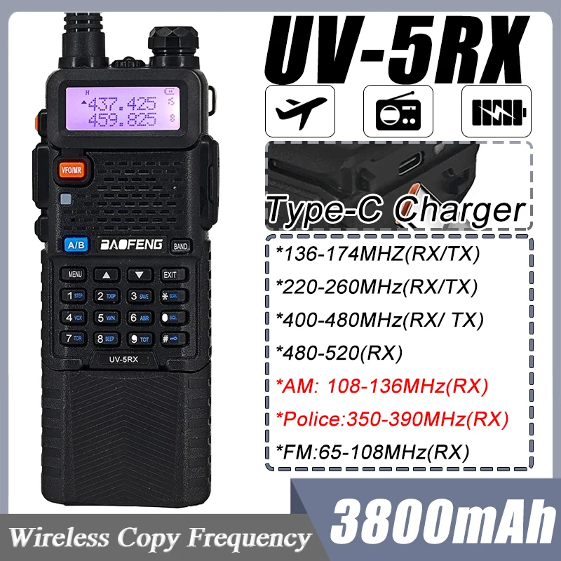 Портативная рация Baofeng UV-5RX 5 Вт многодиапазонный домофон с расширенной зарядкой