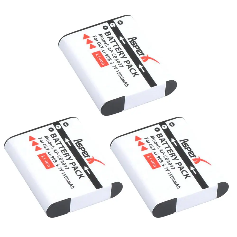AsperX 3x3,7 V 1500mAH Li-90B Li 90B Li90B литий-ионный аккумулятор для Olympus XZ-2 SH-50 SH-1 SP-100 TG4 TG3 TG2 TG1 TG3 iHS XZ2