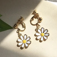 trendy sweet daisy korean earrings for women teen girls simple korean fashion ear clips studs party jewelry summer wearing gifts