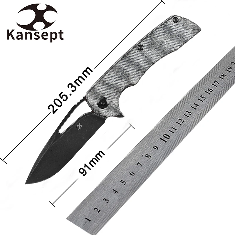 Складной нож kanseven Foosa Kryo T1001M1 черная потертая глина 12C28N лезвие и джинсовая ручка