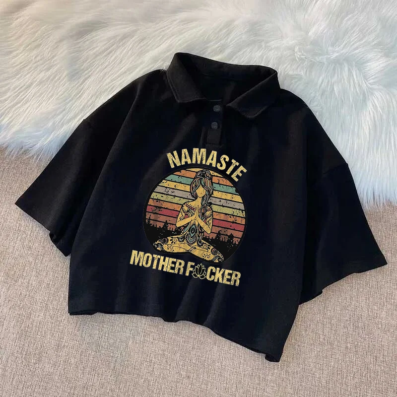 Женская Футболка с принтом Namaste Motherf Cker забавные укороченные топы уличная одежда