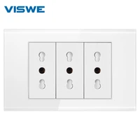 viswe italy chile standard 3gangs 3 pins 16a electrical outlets whiteblackgray tempered glass panel without plug 11872mm