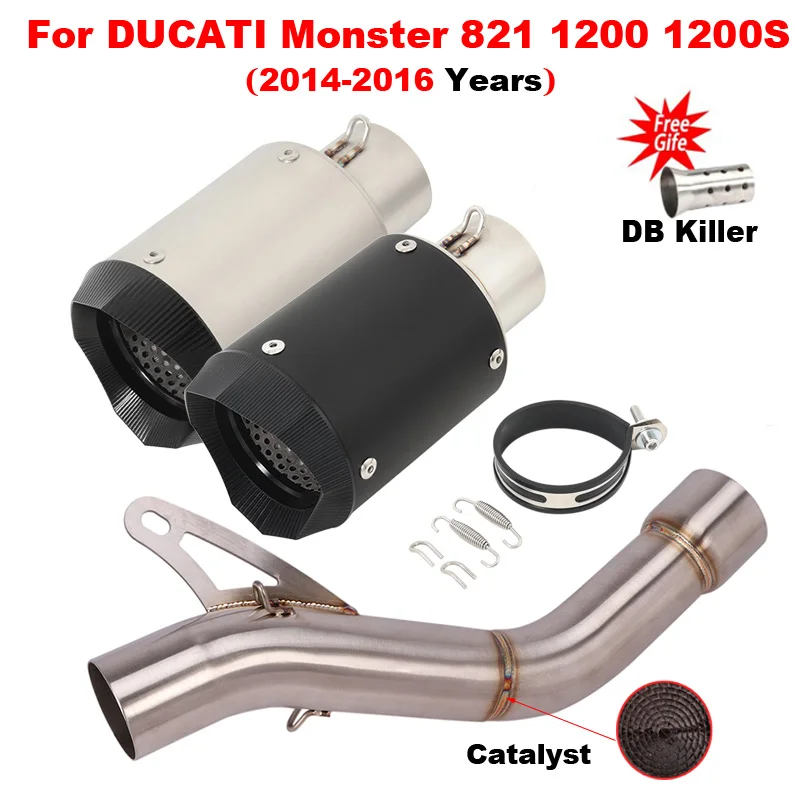 

Slip On For DUCATI Monster 821 1200 1200S 2014 - 2016 Motorcycle Exhaust Muffler Escape Moto Modiifed Middle Link Pipe Catalyst