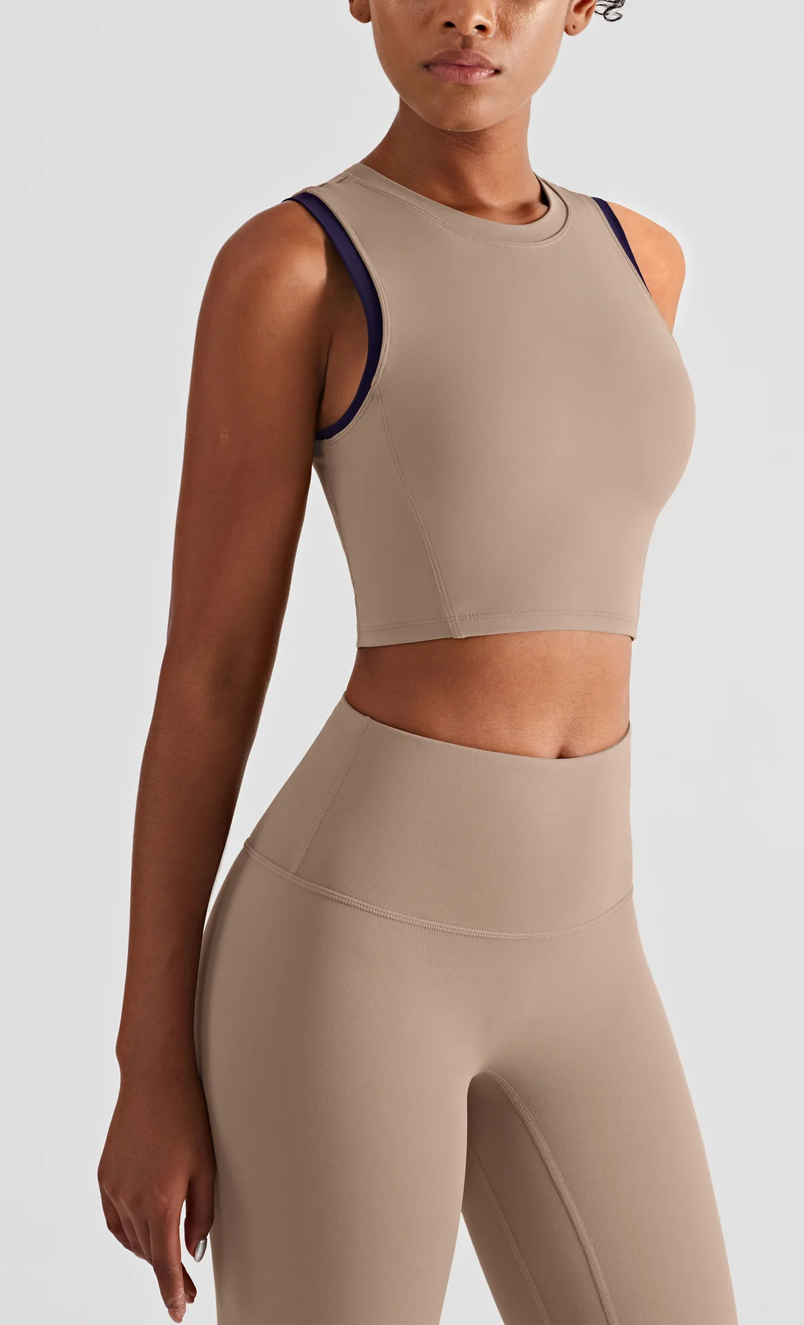 

Yoga Clothing Fake 2 Nude Yoga Underwear Women with Chest Pads Can Wear Sports Vest Bra Fitness Clothes.