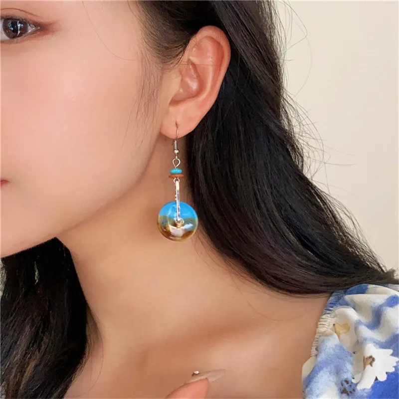 Серьги-гвоздики в европейском и американском стиле с синими камнями