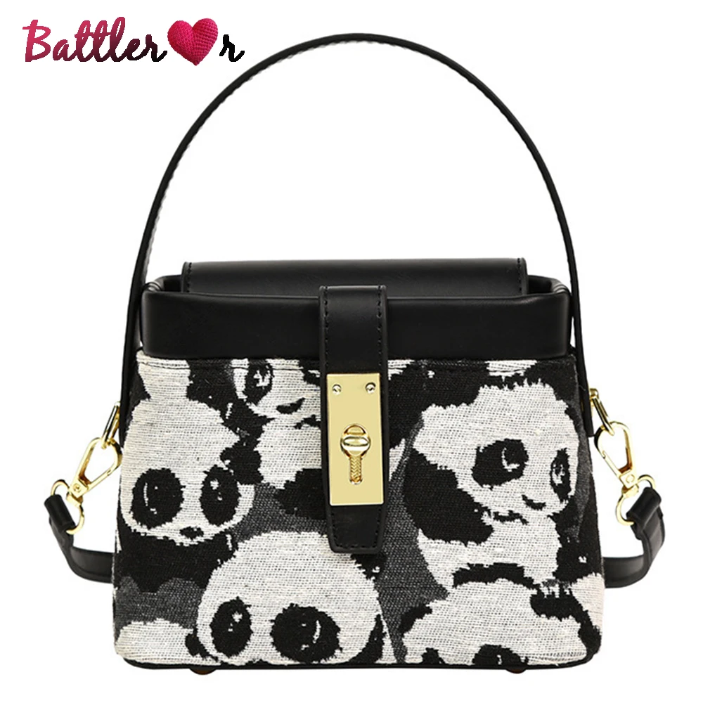 

Fashion Panda Box Bag for Women Summer Bucket Bag PU Leather Shoulder Bag Women Luxury Designer Crossbody Messenger Flaps Totes