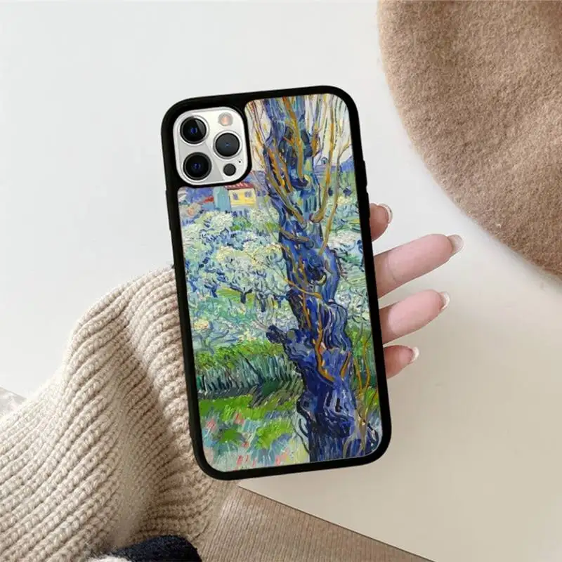 Van Gogh Oil Painting Phone Case Silicone PC+TPU Case for iPhone 11 12 13 Pro Max 8 7 6 Plus X SE XR Hard Fundas