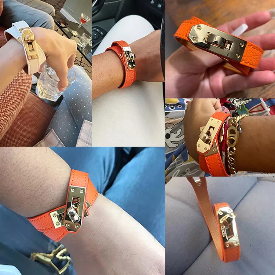 Женский многослойный браслет из ПУ кожи золотистого цвета |