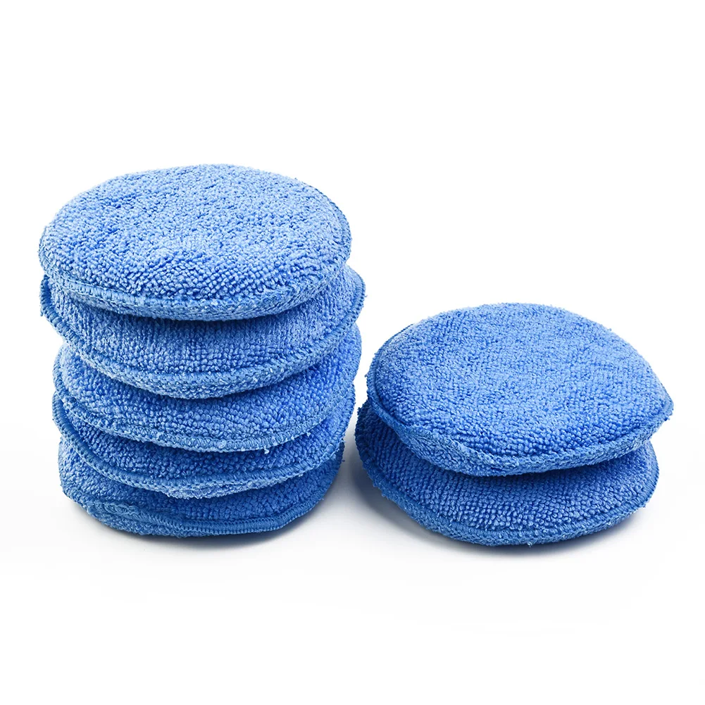 24PCS Waxing Sponge Car Applicator Cleaning Polish Pad Foam Sponge With Pocket Microfiber Blue For Car Interior Instrument Desk