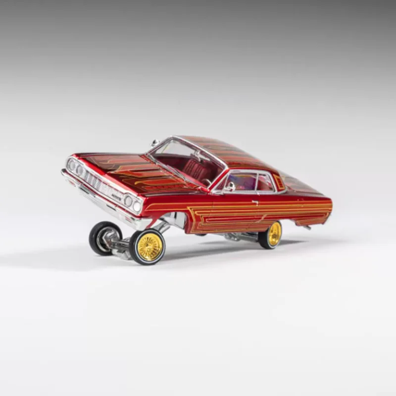 Фото Коллекционная модель автомобиля 97M Diecast Impala 1964 Low Rider в масштабе 1:64, имитация из сплава, украшение, праздничный подарок, статическая модель для демонстрации №3
