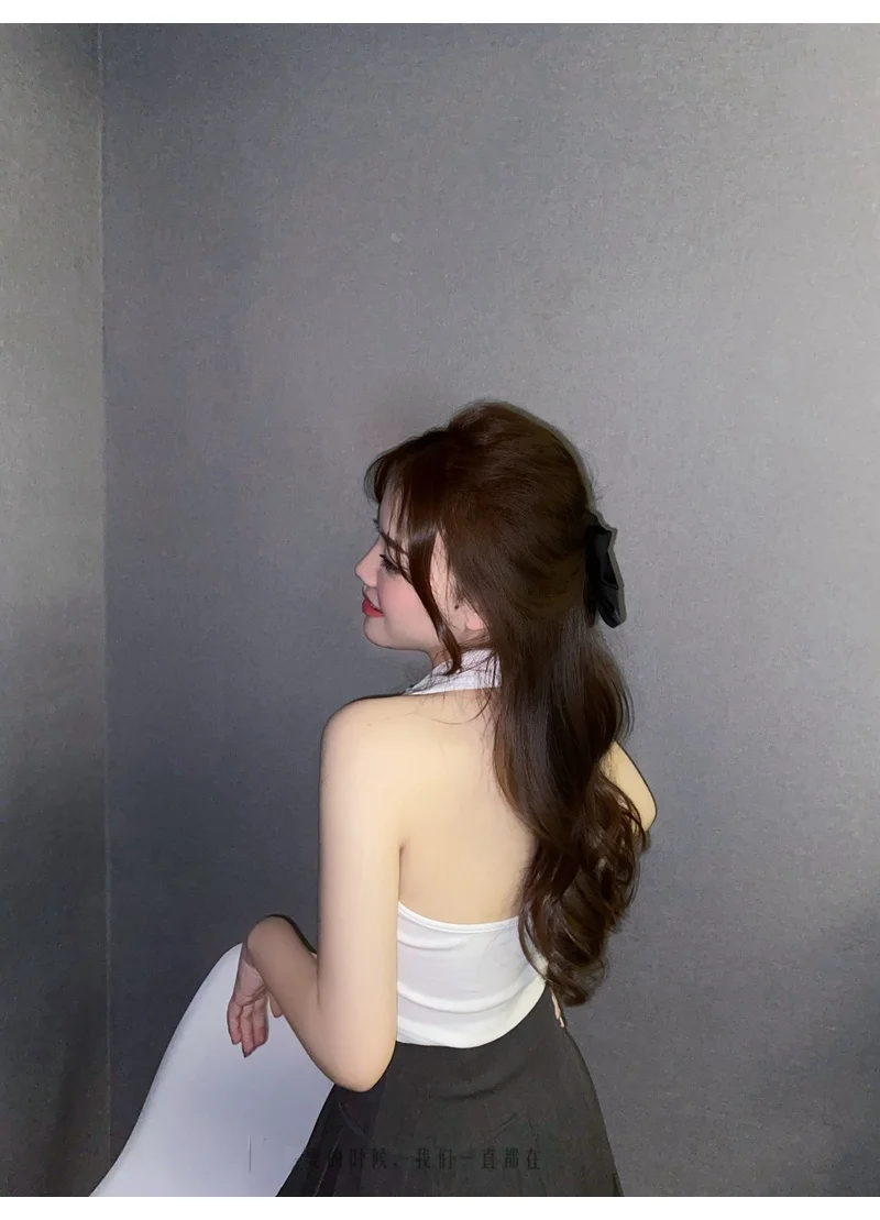 Приталенный ретро-жилет с воротником-поло пикантный жилет открытой спиной и