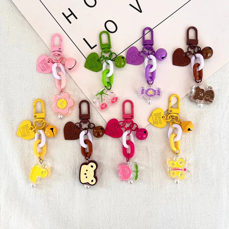 

Cute Bear Koalas Duck Key Chain Candy Tulip Butterfly Pendant Bell Key Ring Backpack Car Charms Decoration Bag Accessories