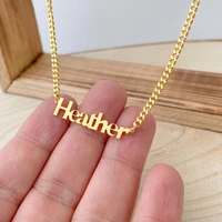 custom name necklaces women personalised letter charm stainless steel men cuban chain choker jewelry collar nombre personalizado