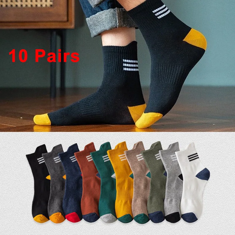 Men Socks Thickened Warm Breathable Sports Socks Multi-color Autumn Winter Casual Men High Quality Middle Tube Ear-lifting Socks
