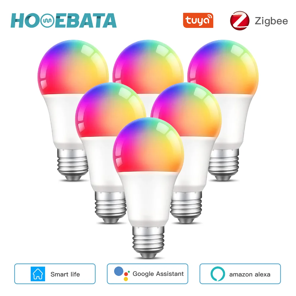 Светодиодная лампа Homebata 15 Вт Zigbee 3.0 Tuya WiFi E27 RGB + CW WW для умного дома совместимая с