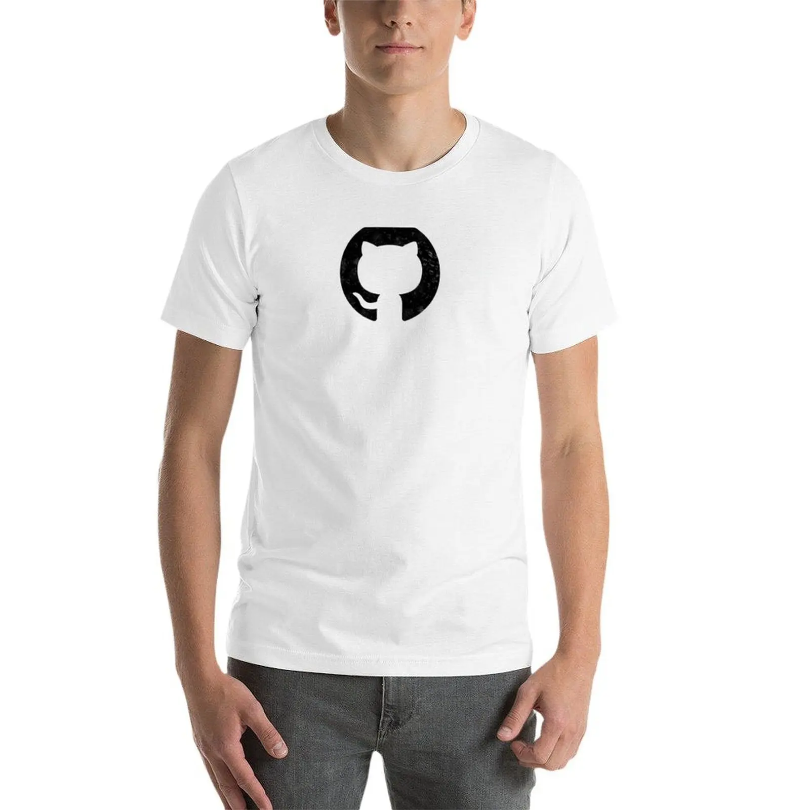 Фото Github выцветшая футболка, футболки для мужчин, забавные футболки с рисунком для мужчин, хлопковая забавная футболка №4