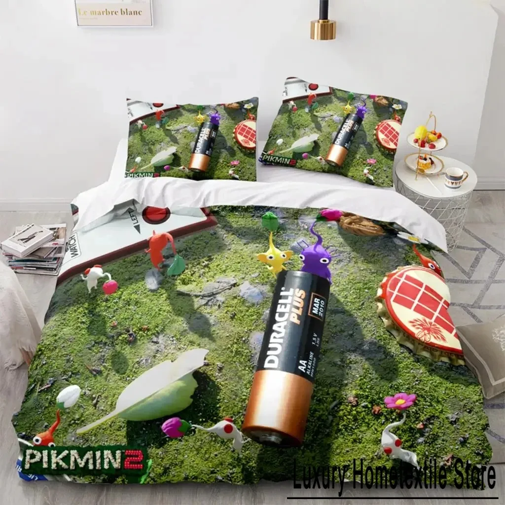 Комплект постельного белья Pikmin с героями мультфильмов для мальчиков и девочек