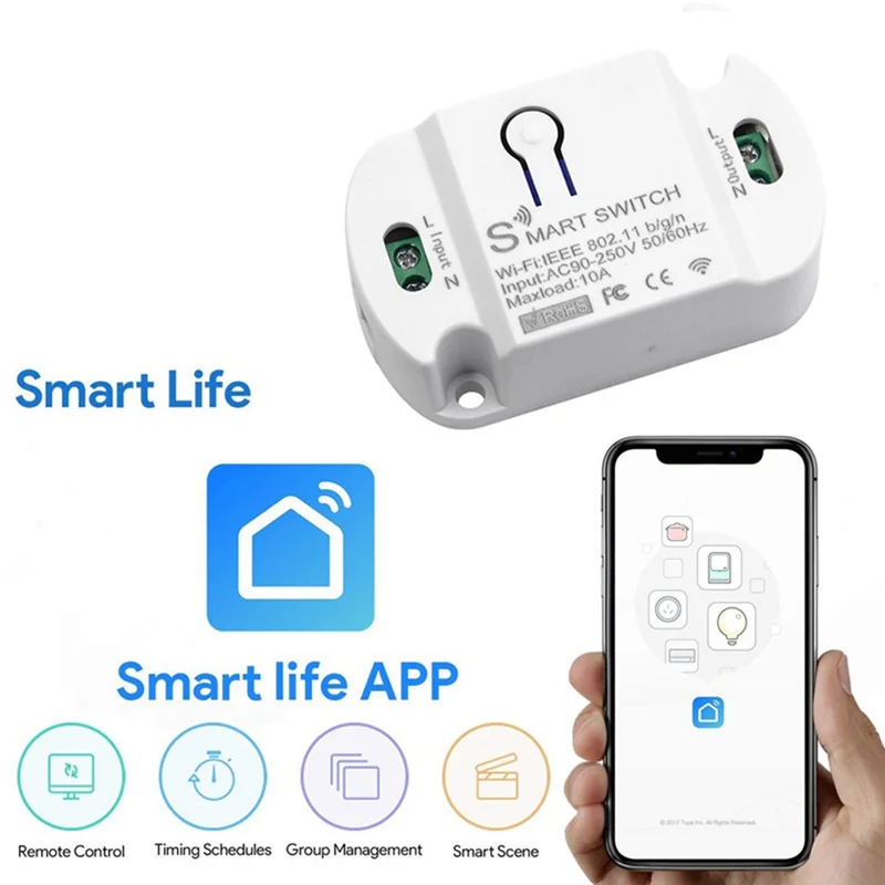 Фото THIVN-Tuya Wi-Fi Smart Switch 10A Беспроводной таймер Smart Life APP Модуль автоматизации голосового управления №5