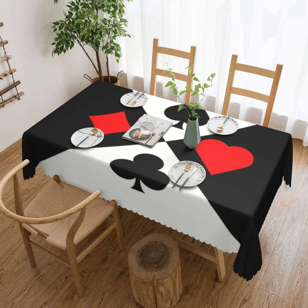 

Poker Four Suits Tablecloth Rectangular Waterproof Card Game Players Table Cover Cloth for Kitchen