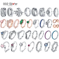 silver color rings snake chain pattern crown open band of hearts daisy flower multifaceted rings 925 women rings