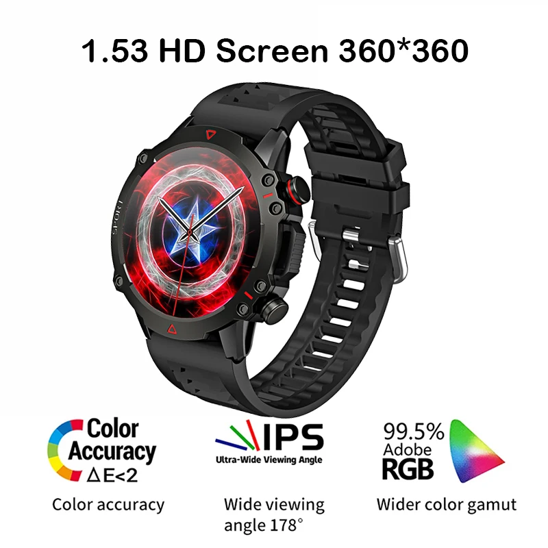 

Смарт-часы Xiaomi мужские с Bluetooth, пульсометром и HD-экраном 1,53*360