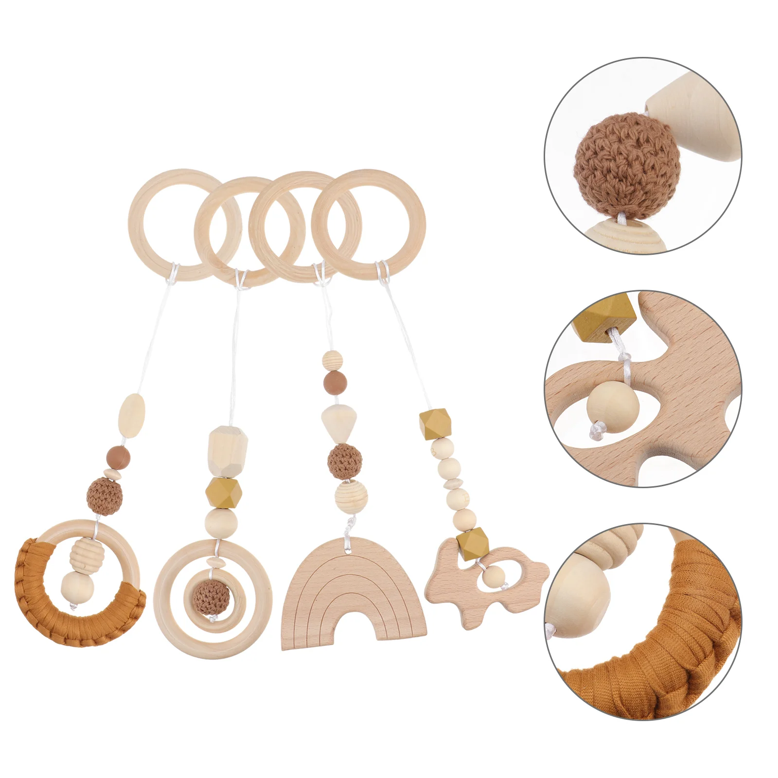 

Baby Gym Wooden Toys Teether Play Teething Hanging Rings Wood Diygyms Activity Decoration Crib Unique Infant Decor Prop Photo