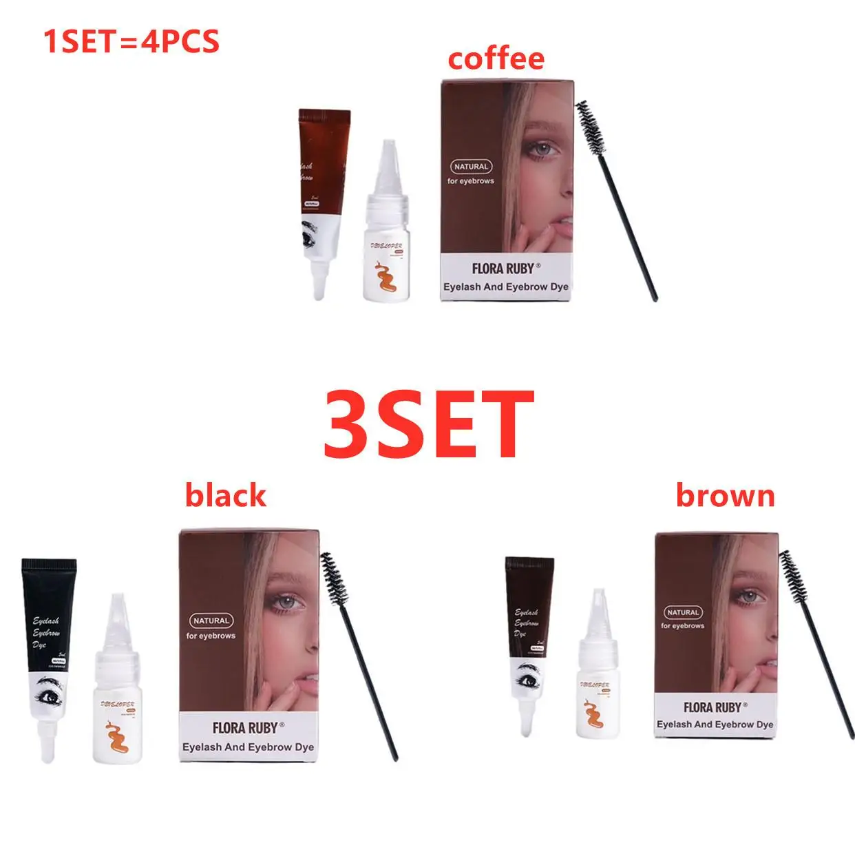 

Sdotter 3SET Professional Henna Eyelash Eyebrow Dye Tint Fast Tint Easy Dye Gel Eyelash Tint Kit Semi Permanent Eyebrow Coloring