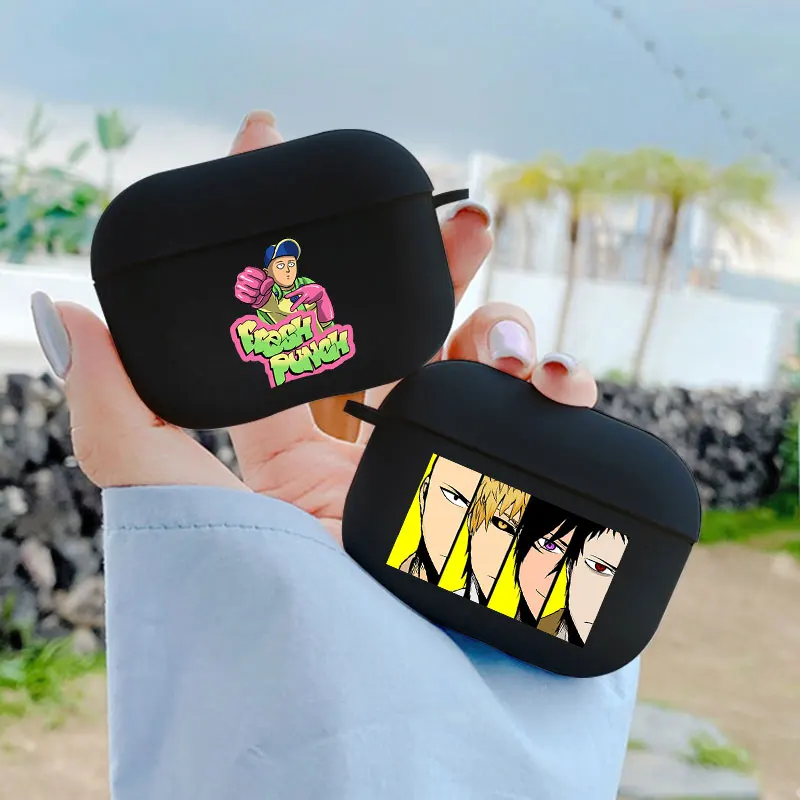 

One Punch Man Bluetooth Headphone Charging Case For Airpods Pro For Airpods 1 2 3 Black Bluetooth Protective Accessories