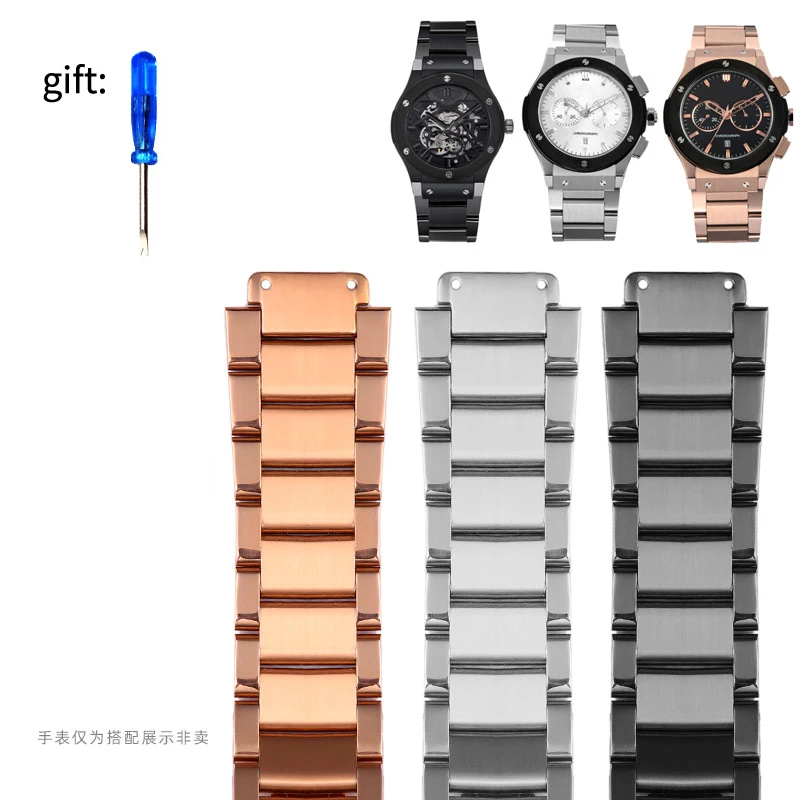 

For Hublot Yubo Watch Strap Big Bang Classic Fusion Men Women Solid Stainless Steel Watchband Bracelet 27mm*19mm
