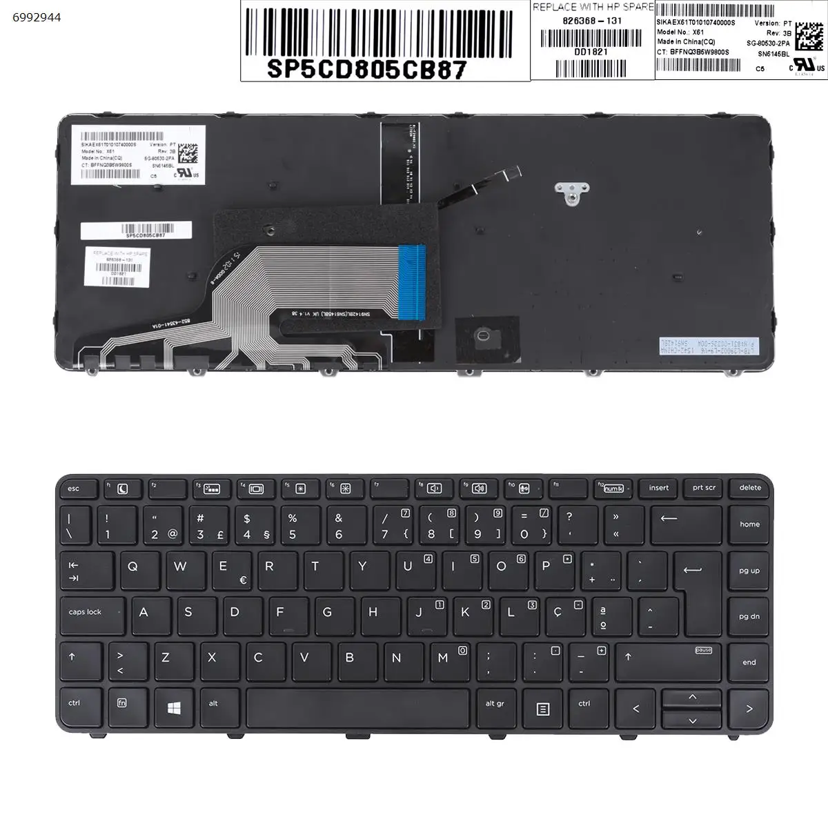 

PO Клавиатура для ноутбука HP 430 g3 g4 440 g3 g4 446 g3 черная рамка с подсветкой