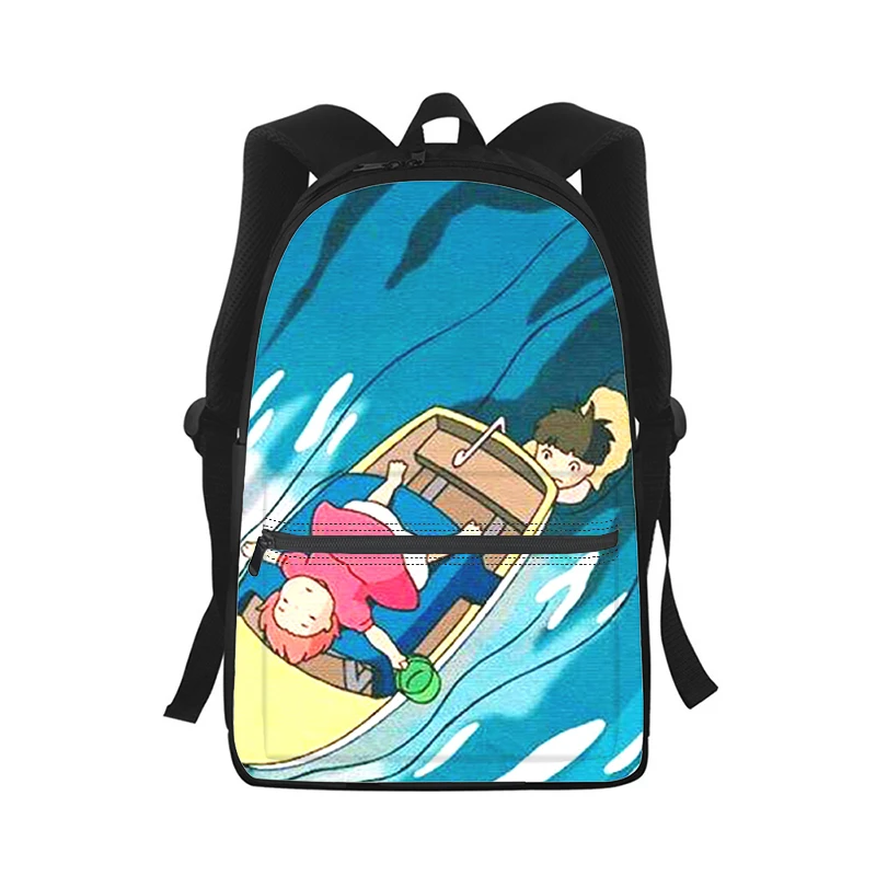 Ponyo on the Cliff anime Men Women Backpack 3D Print Fashion Student School Bag Laptop Backpack Kids Travel Shoulder Bag