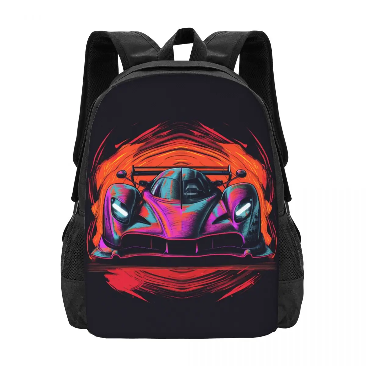 

Dazzling Sports Car Backpack Vintage Vibrant Tones Streetwear Backpacks Unisex Travel Lightweight School Bags Custom Rucksack