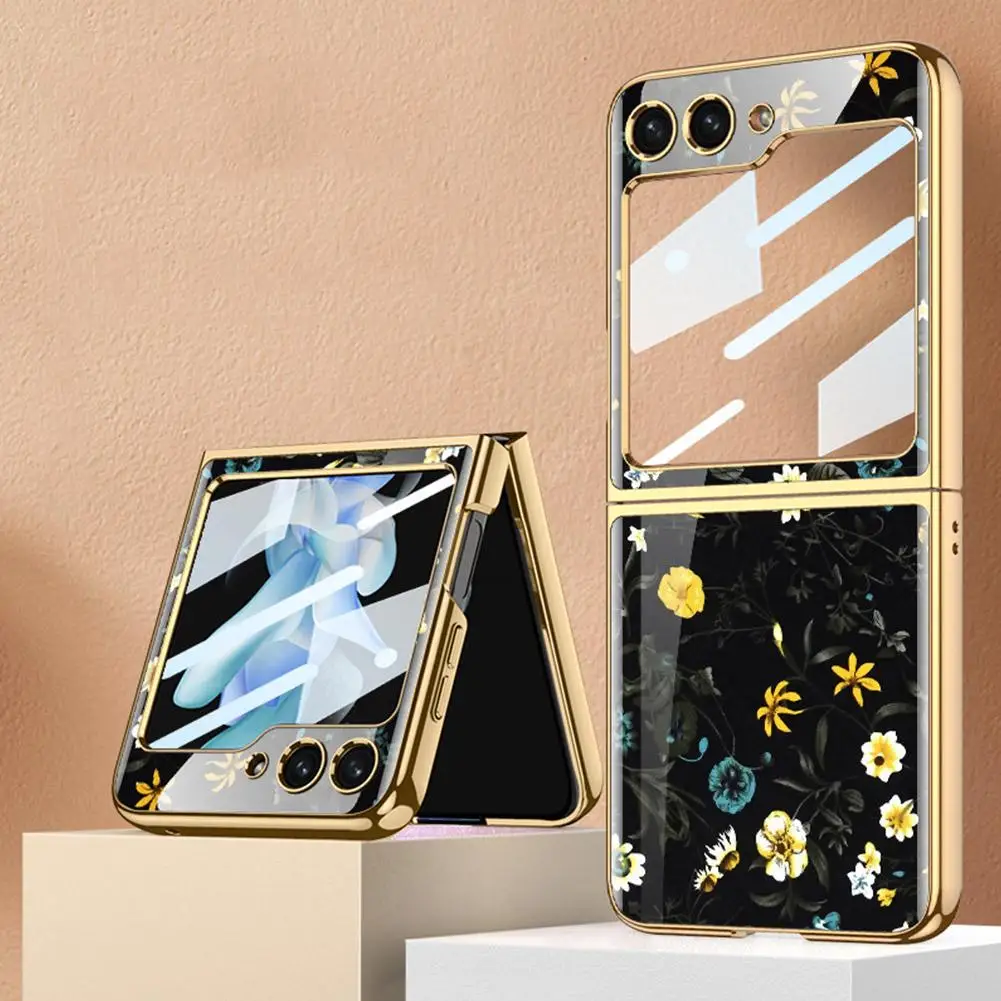 Персонализированный Чехол для телефона с изображением масляных цветов для Samsung Galaxy Z Flip 5, защитный чехол-накладка для ZFlip5, чехол V8X6