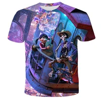 cartoon anime 2022 summer coco fashion short sleeve tops children casual clothing male fit 3 14t