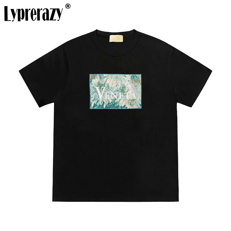 

Lyprerazy Unisex Embroidery Print Short-sleeved T-shirt Summer Cotton Loose National Tide Tops Tees