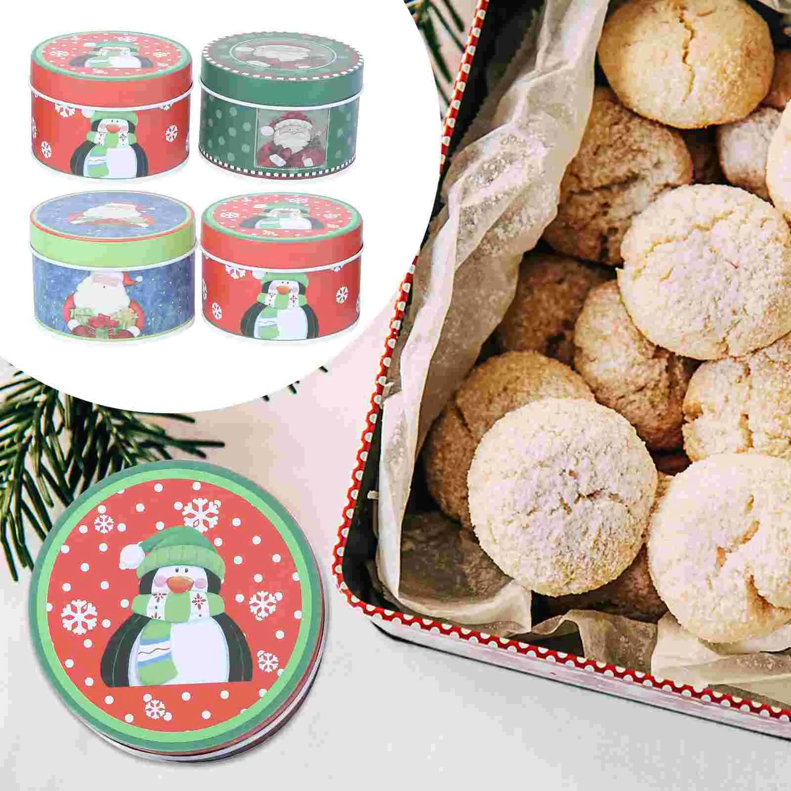 

Christmas Tin Boxes Gift Box Candycans Metal Cookie Holiday Goodie Favor Containers Wrapping Can Window Lidslid Tinplate Present
