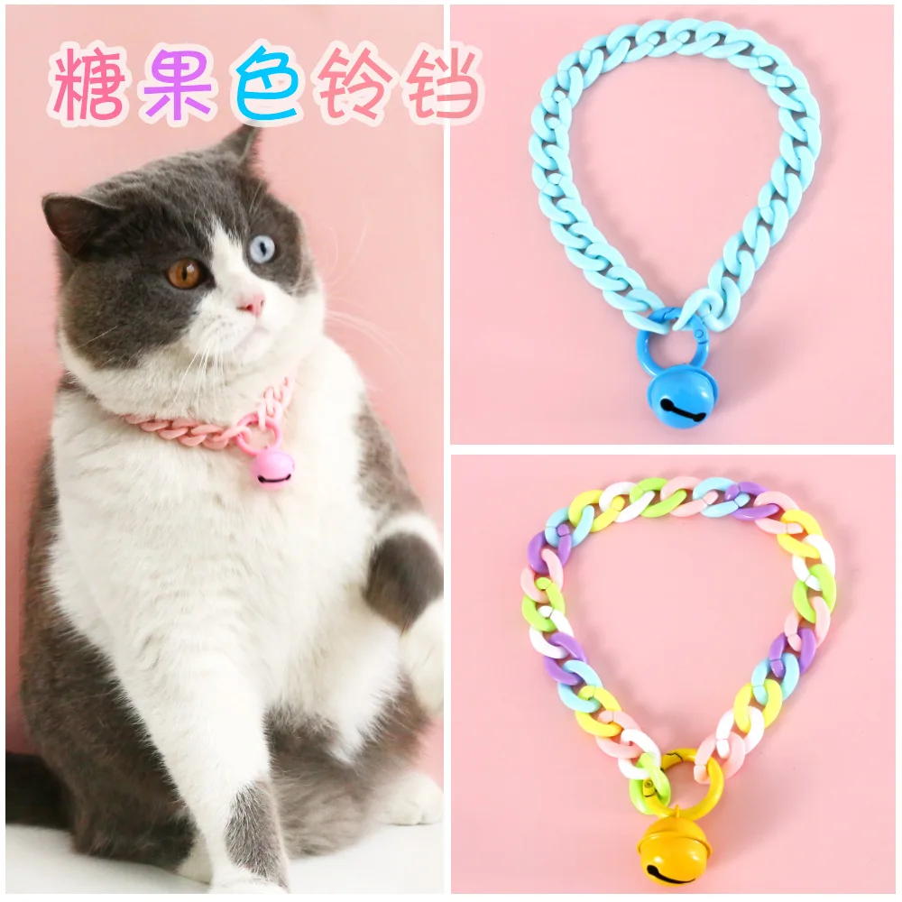 

Pet Necklace Cat Necklace Dog Necklace Solid Color Resin Chain with Bell Necklace Pet Accessories Puppy Accessories Pet Supplies