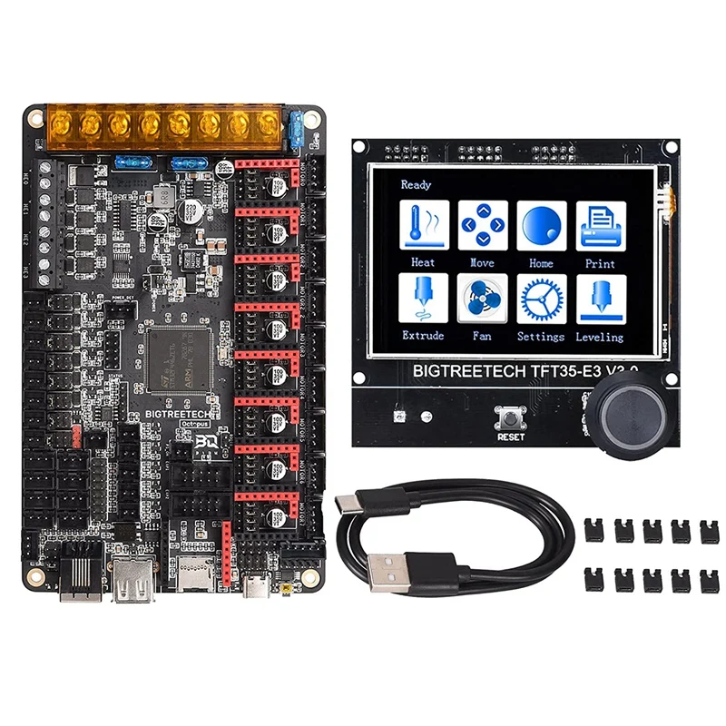 

BIGTREETECH прямой Осьминог V1.1 Бесшумная 32-битная плата управления 3D + TFT35 E3 V3.0 два режима дисплей экран Запчасти для 3D-принтера