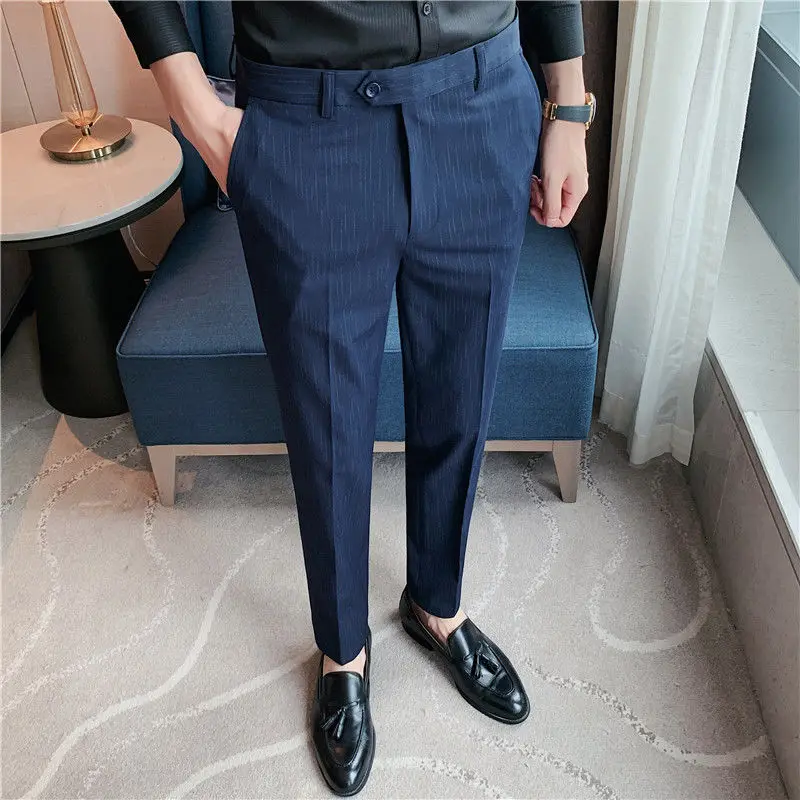 

2023 Men Suit Pants Fashion Korean Slim Fit Casual Business Classic Trousers Spring Autumn Streetwear Dress Suit Pant Male P186