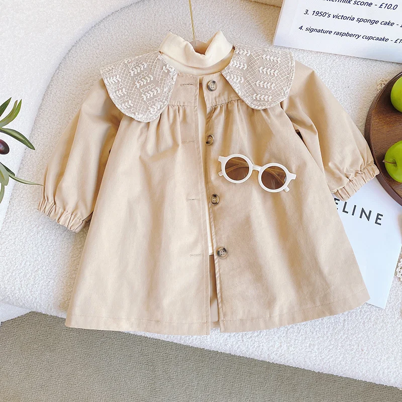 

Пальто для девочек, ветрозащитная куртка, хлопковая верхняя одежда, популярная весенне-осенняя уличная детская ветрозащитная одежда для де...