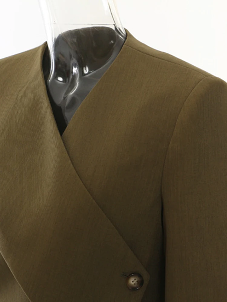 Женский блейзер EAM с V-образным вырезом и длинными рукавами