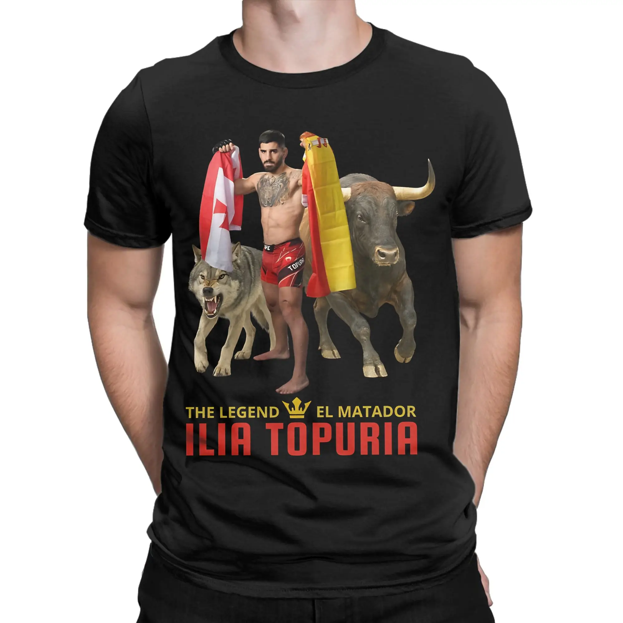 Фото 2026 El Matador Ilia Topuria Merch Мужские и женские футболки из 100% хлопка с графическим принтом №1
